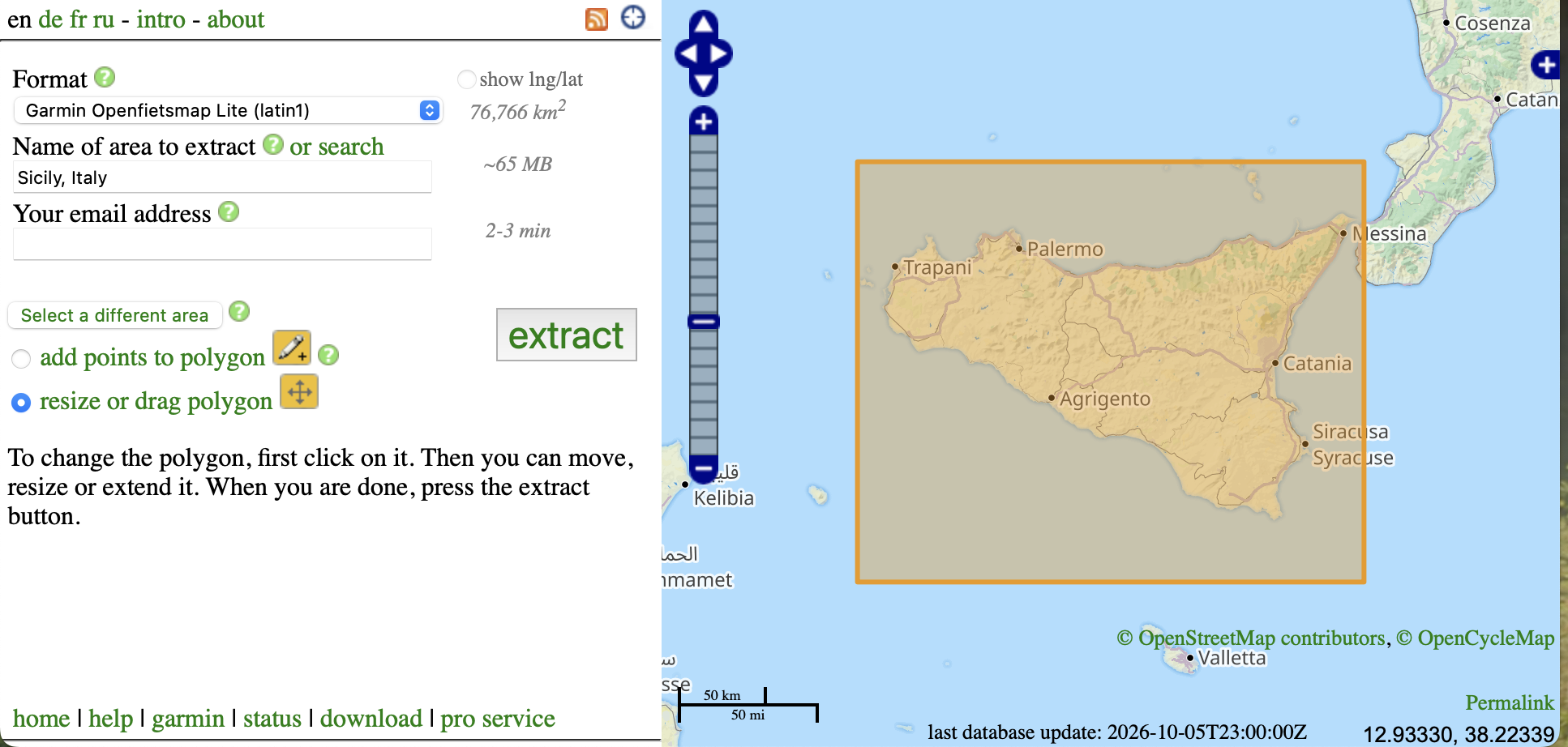 Example: a rectangular bounding box around Sicily
